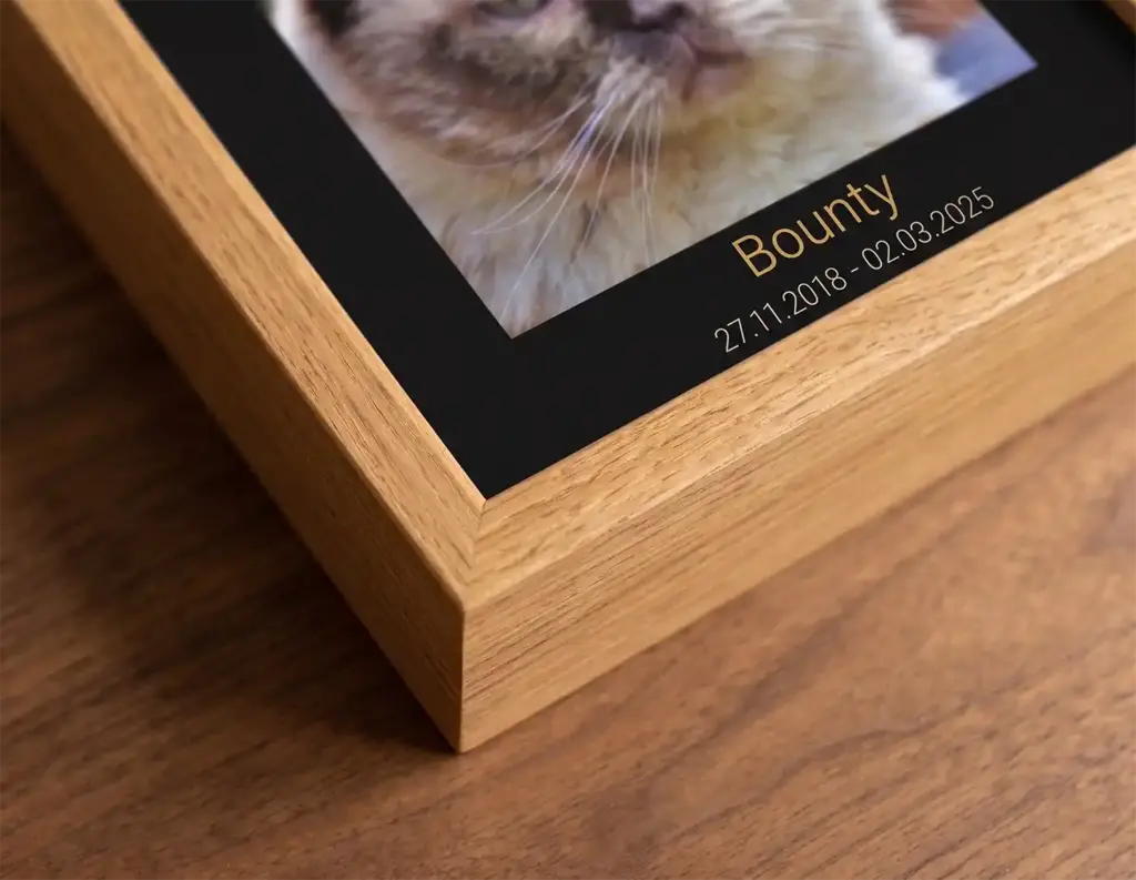 Premium Name Finish on Black Mat Board | Personalized Pet Urn